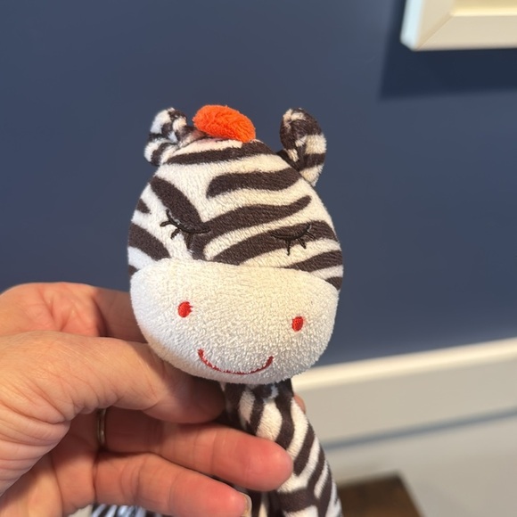 Carter's OS Zebra Lovey Security Blanket Rattle Brown White Satin Plush - Picture 4 of 8
